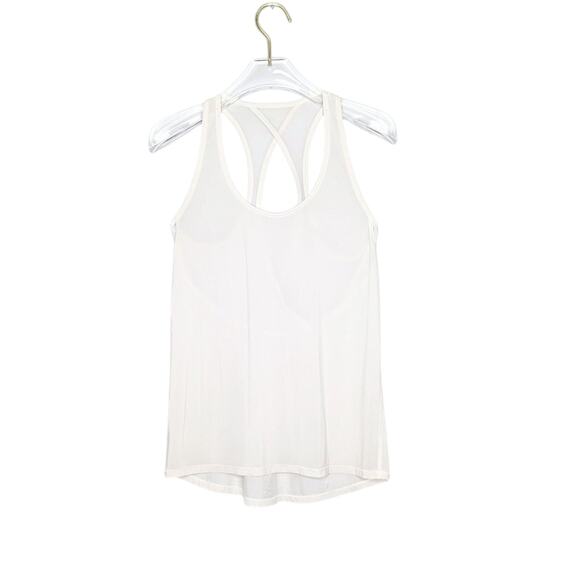 lululemon athletica Tops - Lululemon White Run Off-Route Tank Sheer Open Back Lightweight Sleeveless